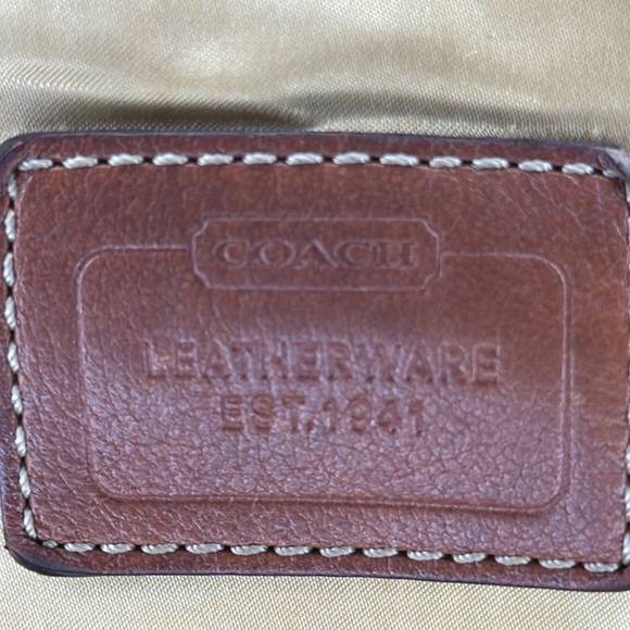 Coach Tote Handbag Hampton Champagne & Red Nylon with Leather Unused - Picture 6 of 16